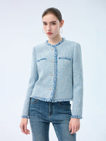 Tweed Fringe Trim Women Jacket GOELIA