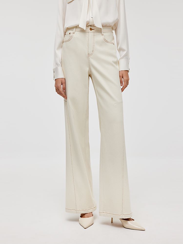 Contrast Stitch Micro-Flared Women Jeans GOELIA