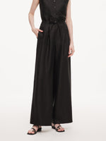18MM Gambiered Canton Gauze Women Drawstring Waist Wide Leg Pants GOELIA