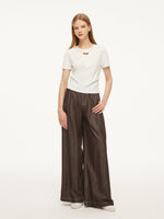 Cotton Side Twist Women T-Shirt With Detachable Beaded Chain GOELIA