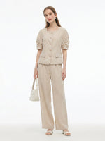 Tencel Linen Blend Shirt And Pants Two-Piece Set GOELIA