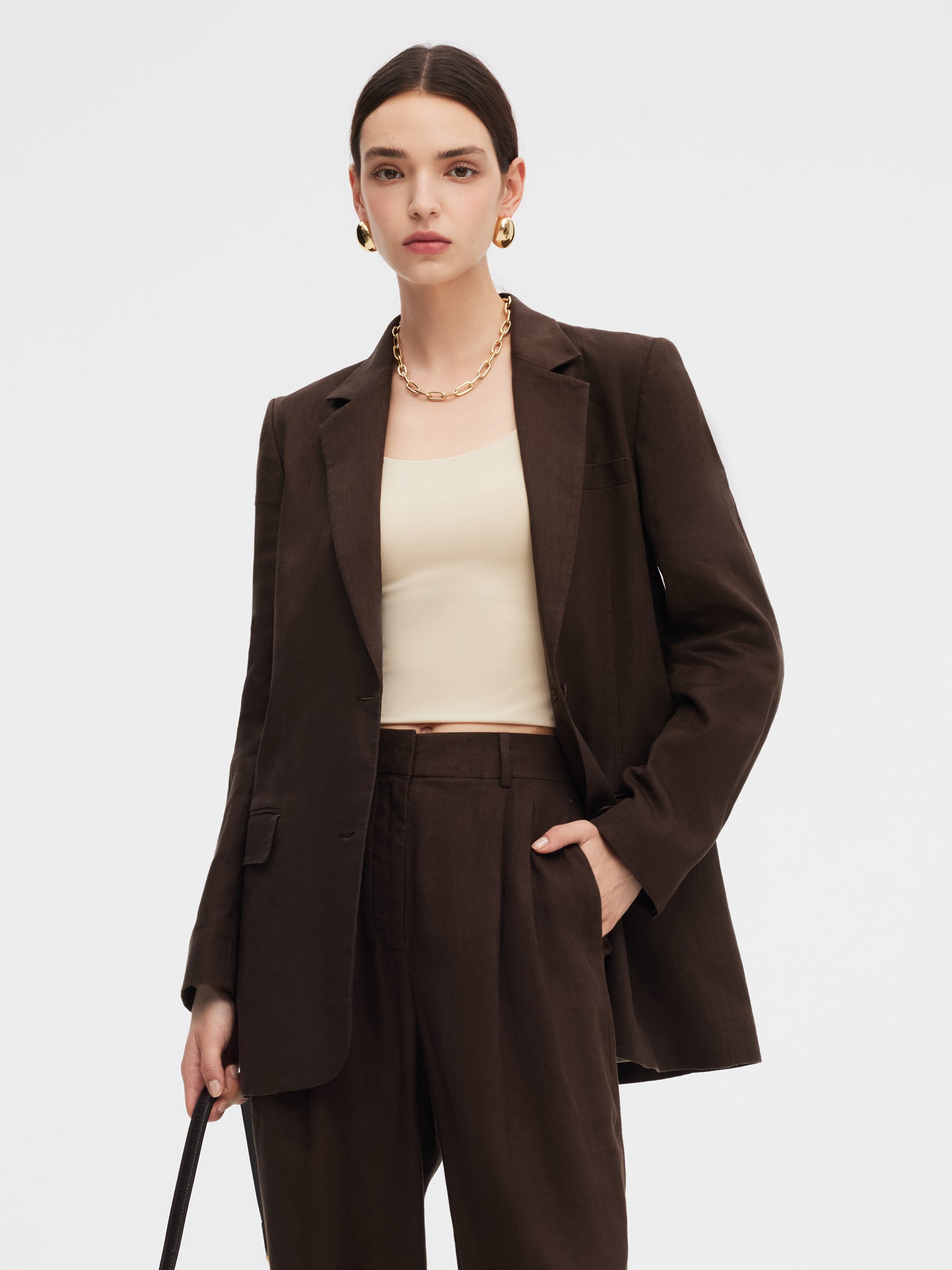 100% Linen Women Loose Fit Blazer GOELIA