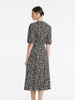 Iris Print V-Neck Tied Women Midi Dress GOELIA