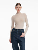 [Preview] 100% Wool Seamless Mock Neck Women Knit Top GOELIA