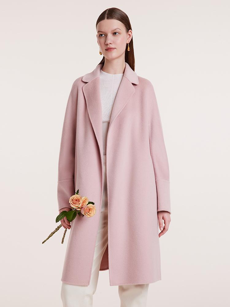 Notched Lapel Wool And Cashmere Wrapped Coat GOELIA