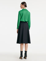 Worsted Woolen A-shaped Half Skirt With Leather Belt GOELIA