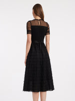 Short Sleeve Tulle Tiered Maxi Dress GOELIA