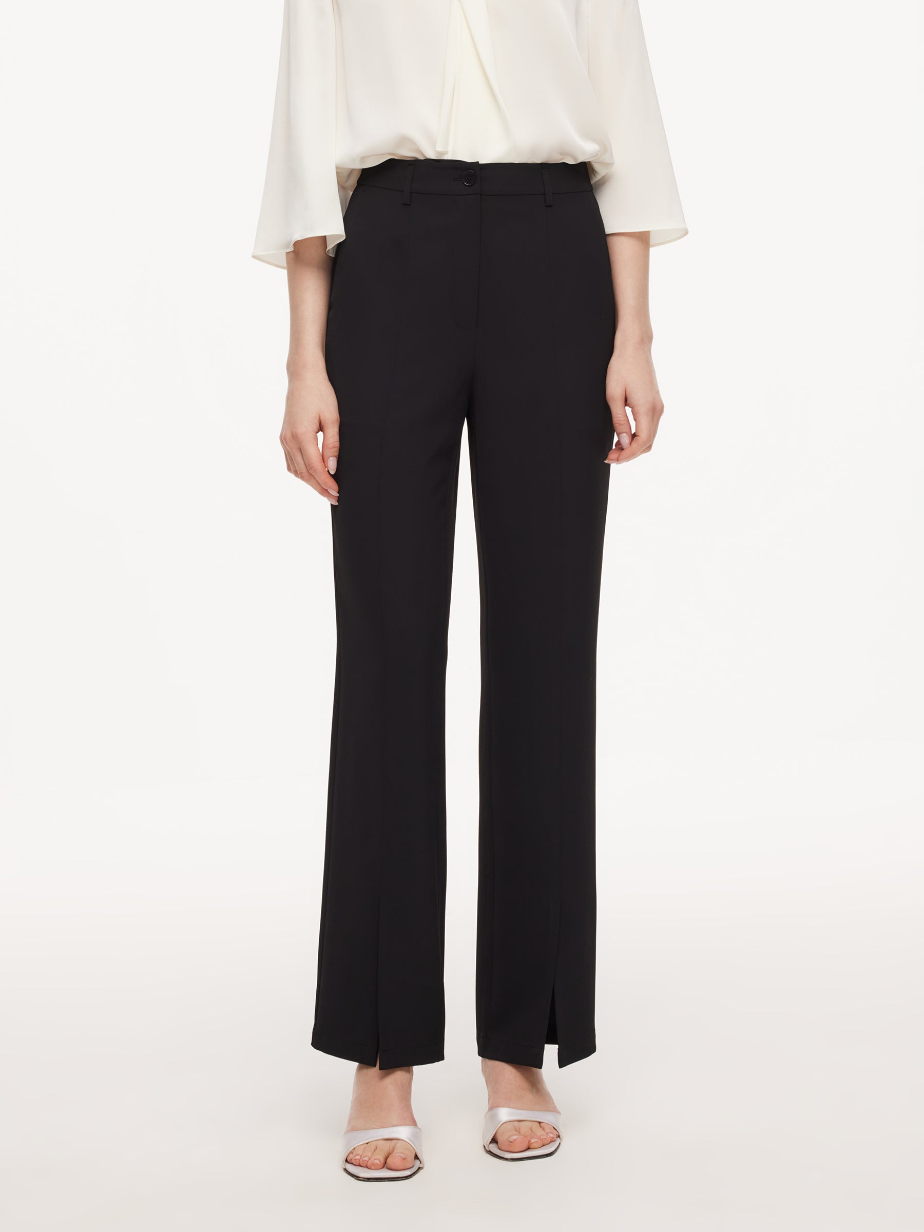 Four-Way Stretch Front Slit Women Micro-Flared Pants GOELIA