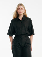 18 Momme Xiang Yun Silk Women Shirt With Zippered Lapel Collar GOELIA