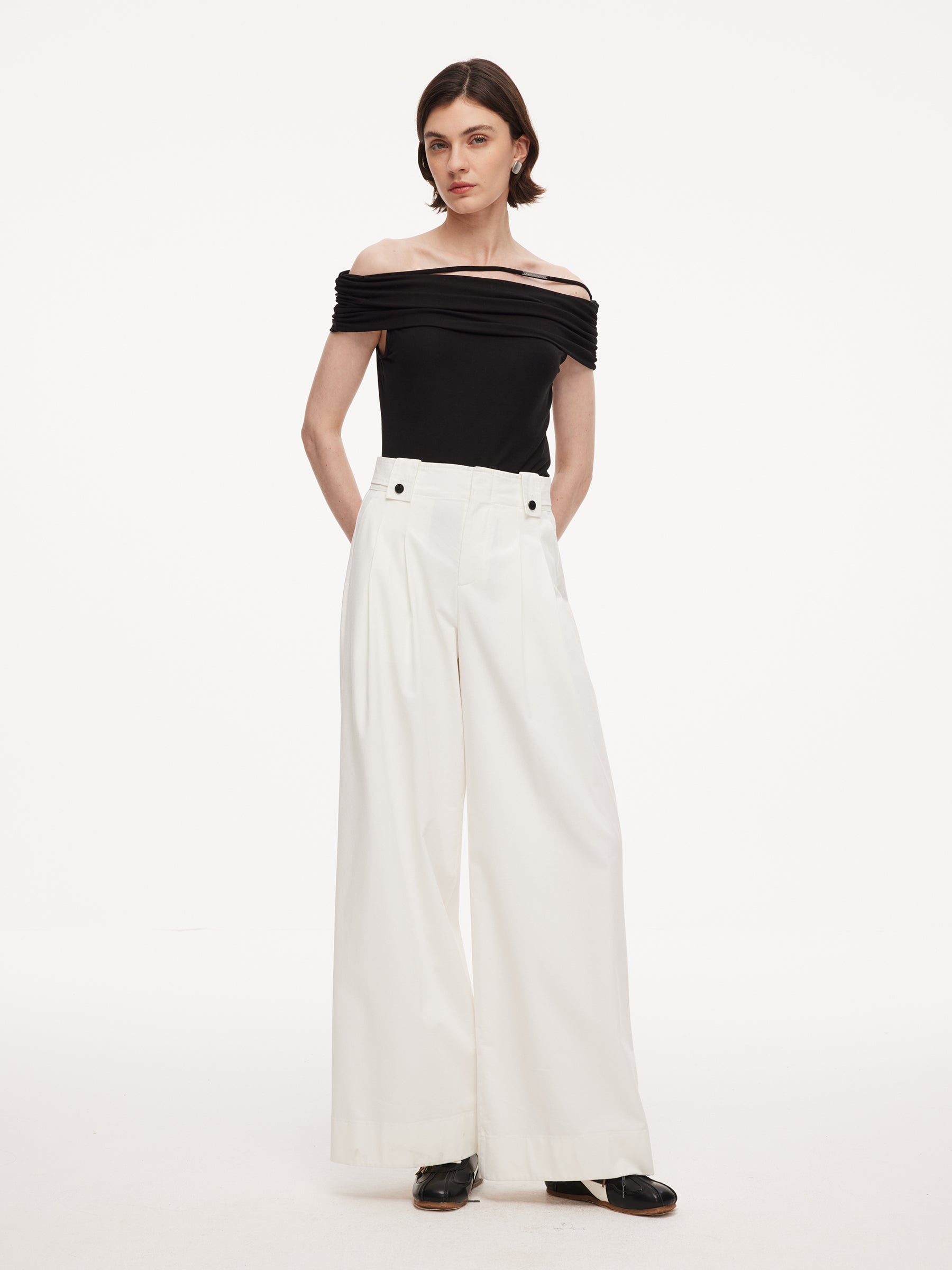 Denim Adjustable Waist Women Relaxed Straight Jeans GOELIA