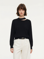 100% Wool Cut Out Women Sweater GOELIA
