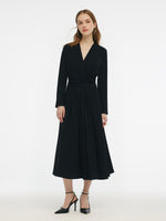 Tencel Blend Tie Back Gathered Waist Women Knit Maxi Dress GOELIA
