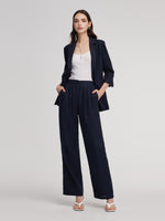 100% Linen Straight Leg Women Pants GOELIA