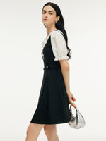 Faux Two-Piece A-Line Women Puff Sleeve Knit Mini Dress GOELIA