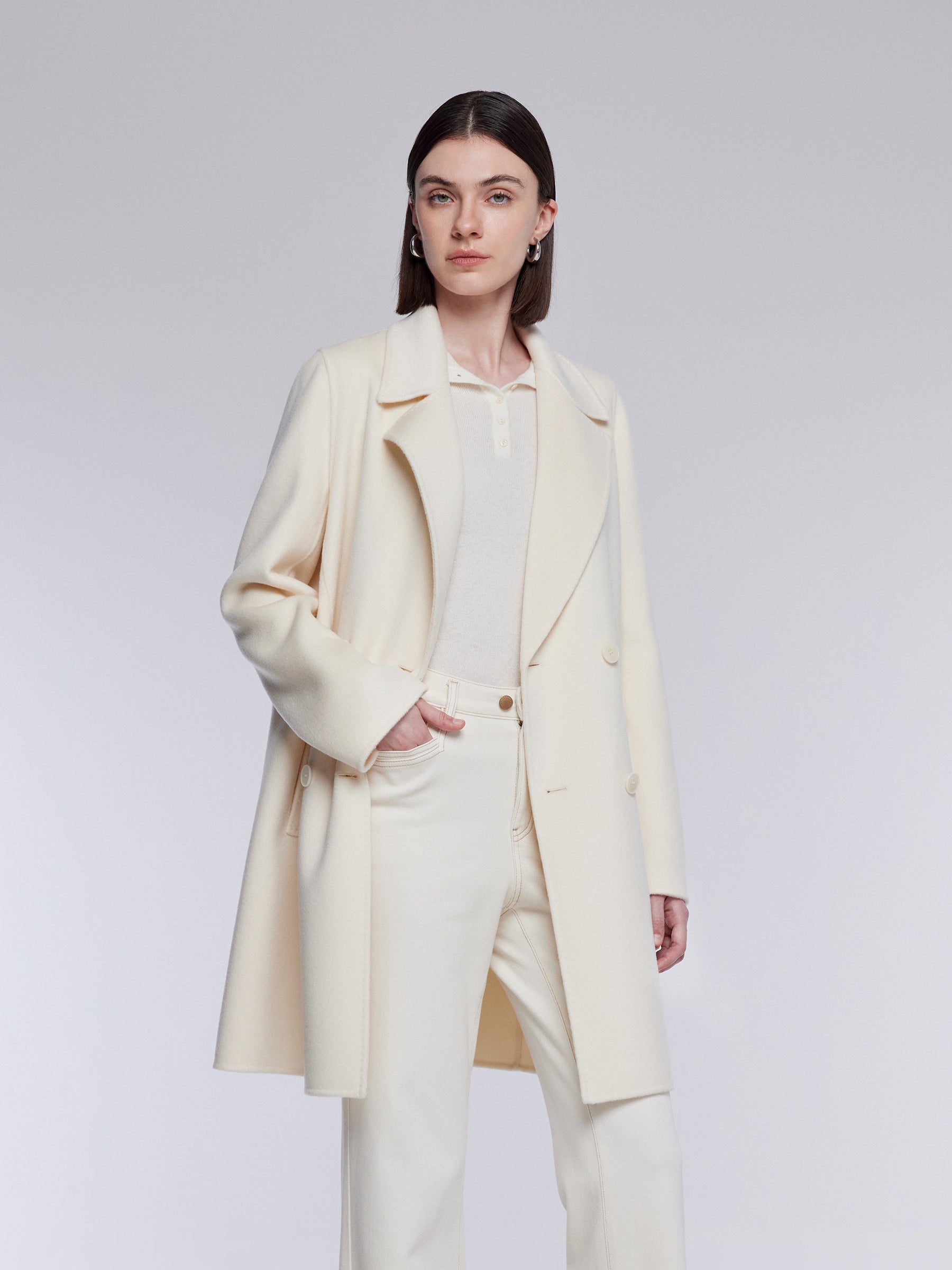 [Preview] Cashmere Wool Blend Tailored Double-Faced Women Coat GOELIA