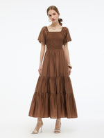 Tencel Blend Women Smocked Maxi Dress GOELIA