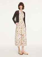 Tencel Blend Cardigan And Floral Print Strap Dress Two-Piece Set GOELIA