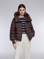 [Preview] Narrow-Quilted Goose Down Hooded Cropped Jacket GOELIA