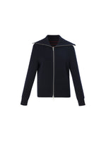 Lyocell Wool Blend Stripe Reversible Zip-Up Women Cardigan GOELIA