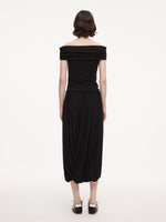 Tencel Blend Off Shoulder Knit Top And Bubble Hem Skirt Two-Piece Set GOELIA