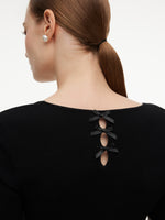 [Preview] Lyocell Blend Bowknot Embroidered Women Square Neck Knit Top GOELIA
