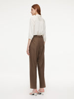100% Worsted Merino Wool Women Tapered Pants GOELIA