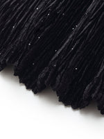 Velvet Glitter Stretch Asymmetrical Hem Top And Skirt Two-Piece Set With Belt GOELIA