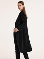 Black Wool And Cashmere Notched Lapel Women Coat GOELIA