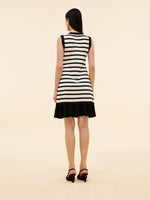 Tencel Blend Stripe Contrast Trim Women Knit Mini Tank Dress GOELIA