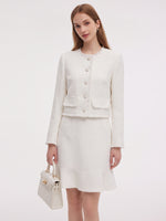 [Preview] Tweed Cropped Jacket And Sleeveless Dress Two-Piece Set GOELIA