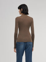 100% Wool Seamless Mock Neck Women Knit Top GOELIA