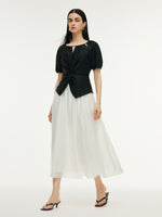 Tencel Blend Twist Front Top And A-Line Skirt Two-Piece Set GOELIA