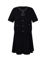 Tencel Blend Cardigan And Skirt Two-Piece Set With Detachable Bowknot GOELIA