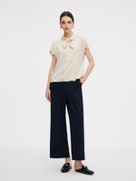 22MM Mulberry Silk Women Bow Tie Neck Shirt GOELIA