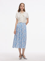 22MM Mulberry Silk Women Bow Tie Neck Shirt GOELIA