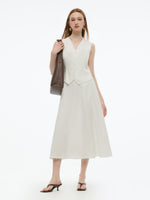 100% Acetate Faux Two-Piece Women Vest Maxi Dress GOELIA