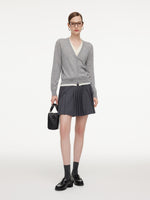 100% Wool V-Neck Women Mock-Layered Cardigan GOELIA