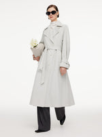 Cotton Blend Relaxed H-line Women Belted Long Trench Coat GOELIA