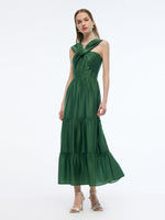 Tencel Blend Convertible Neckline Women Maxi Dress GOELIA
