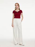 Lyocell Blend Off Shoulder Women Knit Top With Detachable Magnetic Flower GOELIA