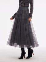 Mesh Elastic Waist Sequins Pleated Women Skirt GOELIA