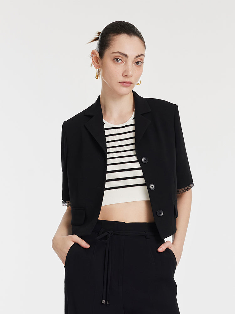 Triacetate Single-Breasted Women Crop Jacket GOELIA