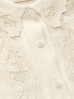Mulberry Silk Embroidered Openwork Women Shirt GOELIA