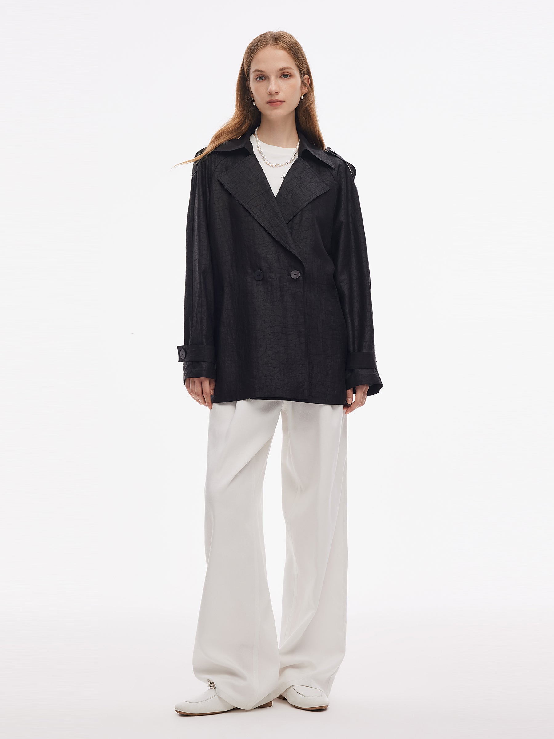 18MM Gambiered Canton Gauze Women Trench Coat GOELIA