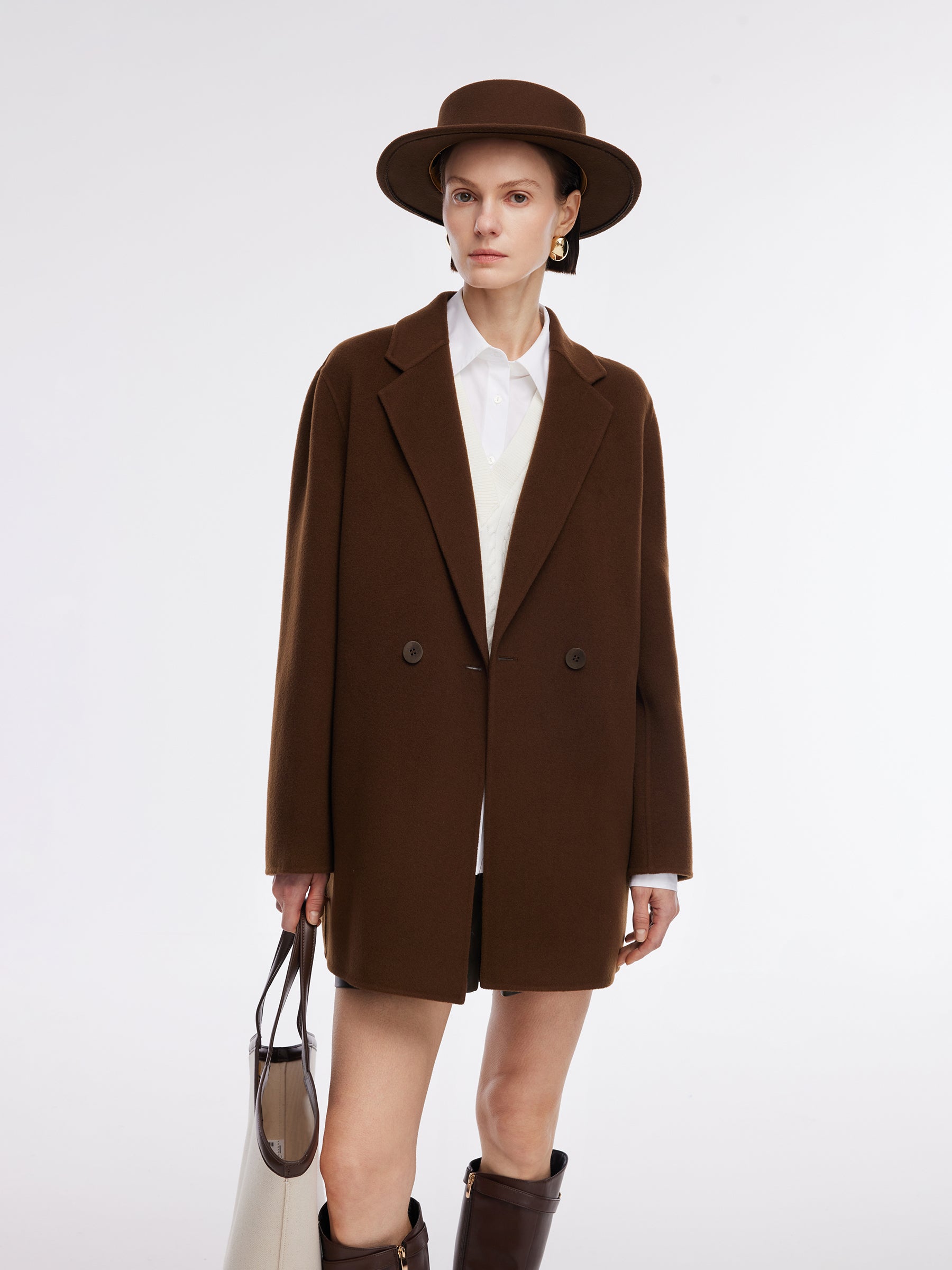 [Preview] Cashmere Wool Blend Double-Faced Women Coat GOELIA