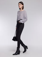 [Preview] Fade-Resistant Fleece-Lined Raw Hem Women Skinny Jeans GOELIA