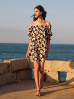 Cotton Floral Print Convertible Neckline Women Tunic Top GOELIA