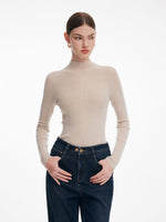 [Preview] 100% Wool Seamless Mock Neck Women Knit Top GOELIA