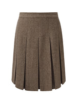 100% Washable Wool Women Front Pleated Mini Skirt GOELIA