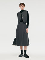 Wool Blend Vest And Skirt And Knit Top Three-Piece Set GOELIA